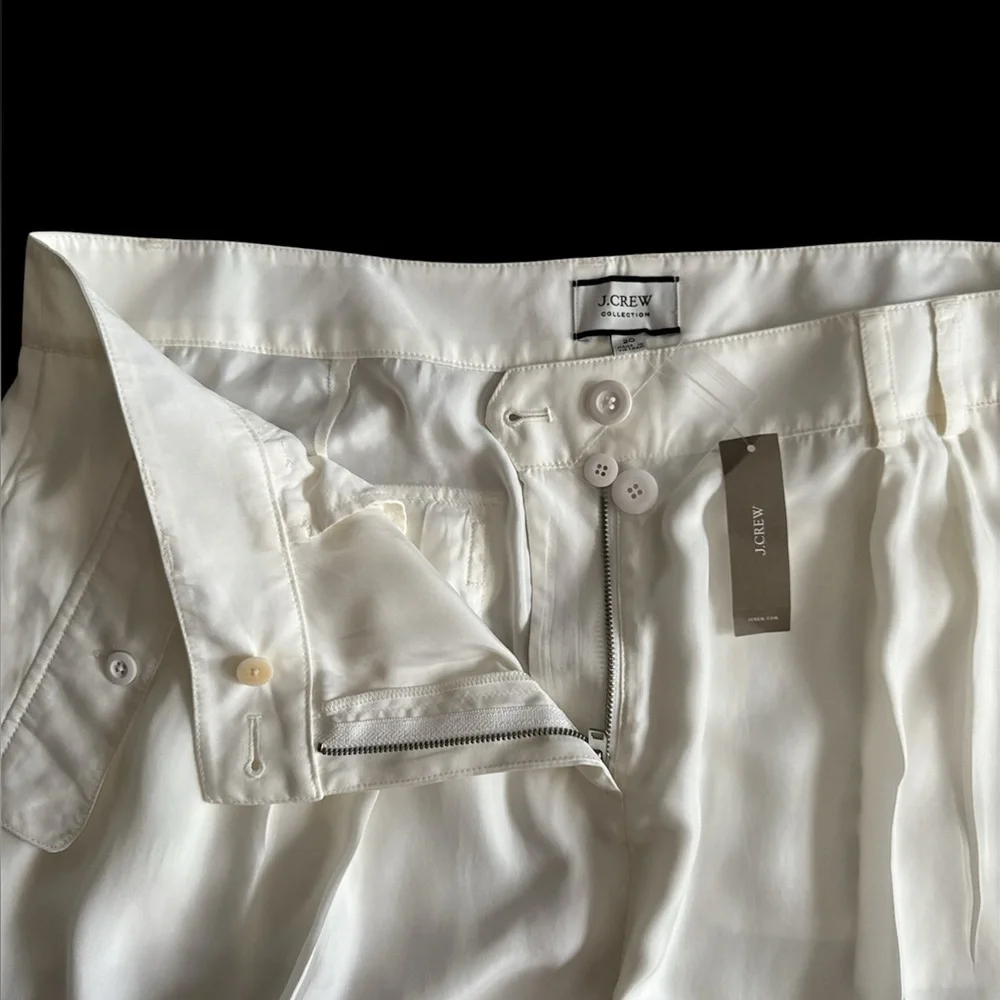 J.Crew Collection Full Length Cupro Cargo Pants Ivory woman 20 minimalist preppy
